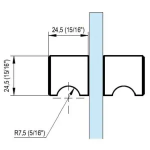 Alternative view of Vierkante deurknop 25 x 25 mm, glasdikte 8-12 mm