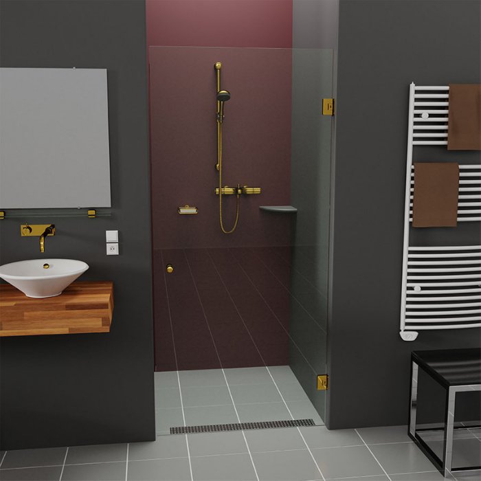 Beslagset compleet douchedeur - goud - glasdikte 6-10 mm - deurknop 8 Douchedeur met beslagset goud compleet