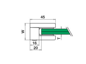 Alternative view of Glasklem, Vlakke aansluiting, MOD 2100, RVS 316 - 4 stuks
