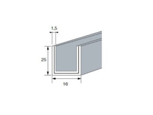Alternative view of Aluminium U-profiel 25x16x25x1,5 mm L=6000 mm