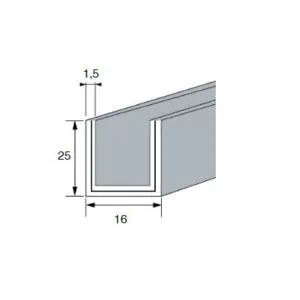 Alternative view of Aluminium U-profiel 25x16x25x1,5 mm L=6000 mm