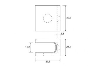glasplaatdrager mat zwart tekening