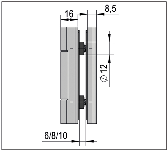 Douchescharnier Avila glas-glas 180° - glans chroom 12 Douchescharnier Avila