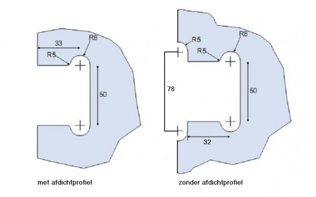 Beslagset compleet douchedeur - goud - glasdikte 6-10 mm - deurknop 6 beslagset compleet