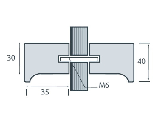 Ronde deurknop Ø40 mm, glasdikte 6-12 mm 4 Ronde deurknop Ø40 mm, glasdikte 6-12 mm - Afbeelding 2