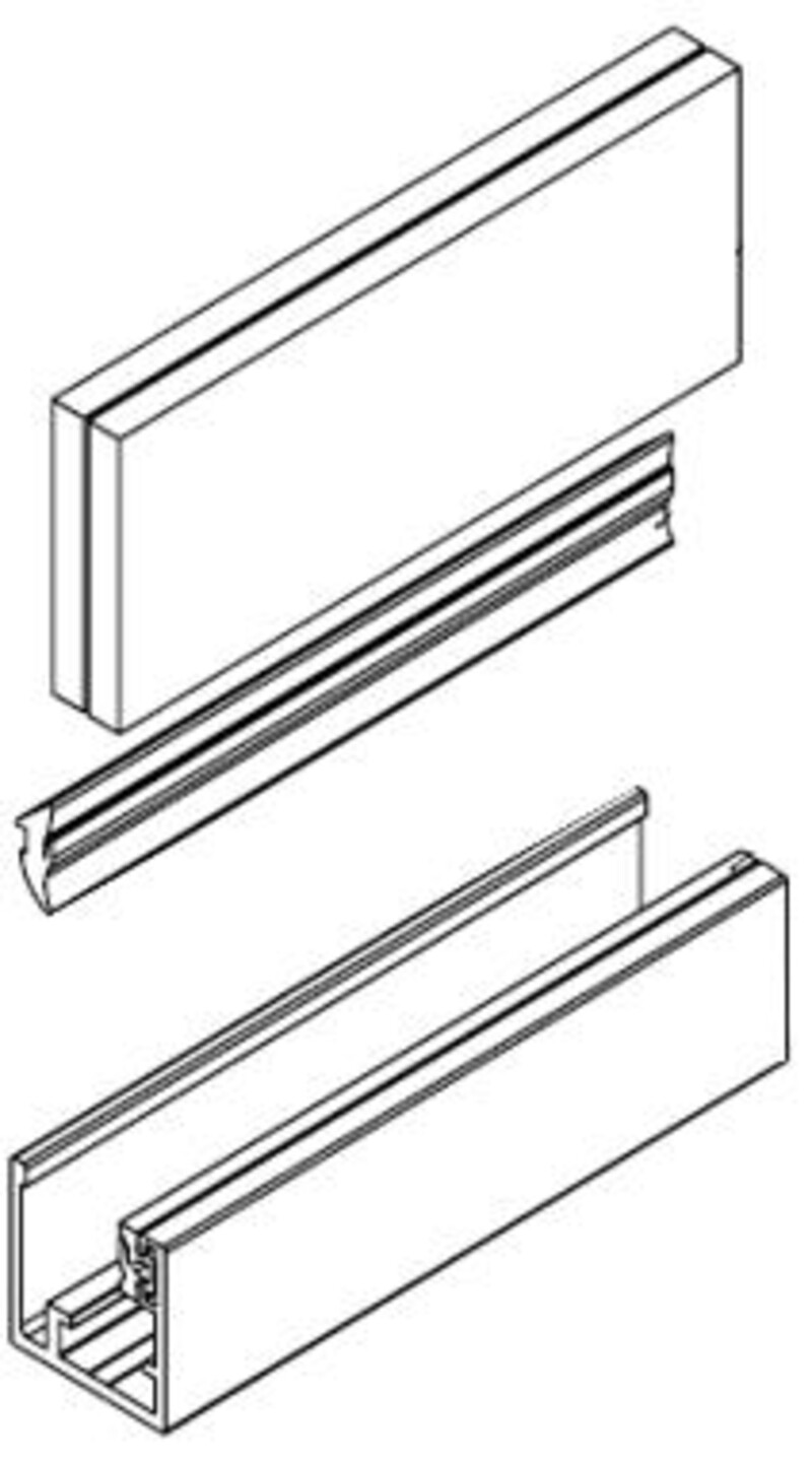 Glasprofiel glazen wand – Vast U-profiel 25×25 mm zonder kliklat 4 Set vast montageprofiel 25x25