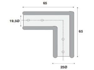 Alternative view of Stabilisatie rond 19 mm Ø L-verbinding 90°