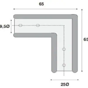 Alternative view of Stabilisatie rond 19 mm Ø L-verbinding 90°