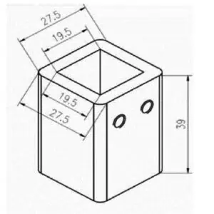 Alternative view of Stabilisatie vierkant 19x19 mm muur/plafondaansluiting 90°