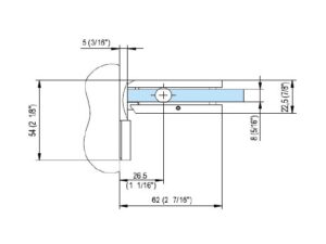 Alternative view of Douchescharnier SQUARE wand/glas 180° met verlegde muurplaat