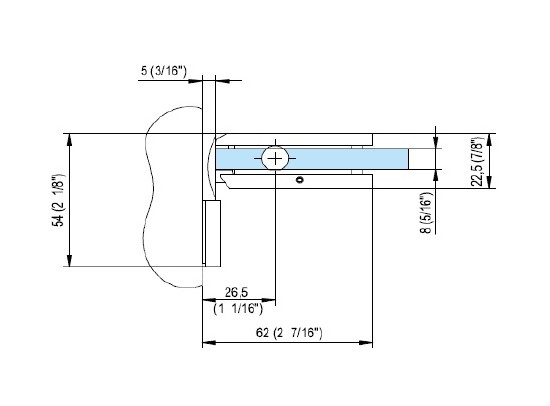 Douchescharnier SQUARE wand/glas 180° met verlegde muurplaat 4 Douchescharnier SQUARE wand/glas 180° met verlegde muurplaat - Afbeelding 2