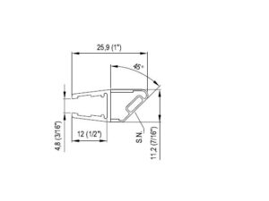 Alternative view of Afdichtprofiel 8PT8-61 met magneet - 90°, 6-8 mm glasdikte, lengte 2500 mm