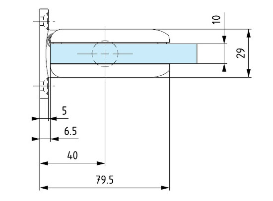 Binnendeurscharnier Biloba 8010 muur/glas 5 Binnendeurscharnier Biloba 8010 muur/glas - Afbeelding 3