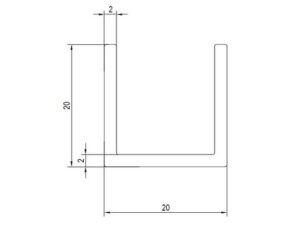 Alternative view of Aluminium U-profiel 20x20x20x2 mm L=6000 mm