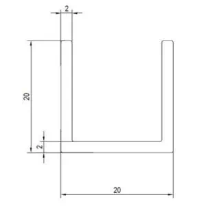 Alternative view of Aluminium U-profiel 20x20x20x2 mm L=6000 mm
