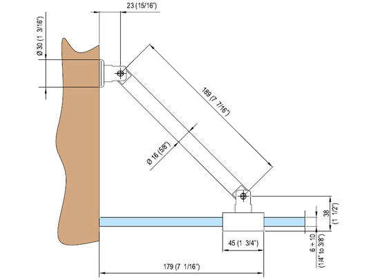 Stabilisatieset muur/glas 200 mm 45° 4 Stabilisatieset muur/glas 200 mm 45° - Afbeelding 2