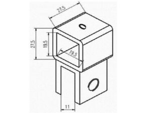Alternative view of Stabilisatie vierkant 19x19 mm steun doorlopend gat