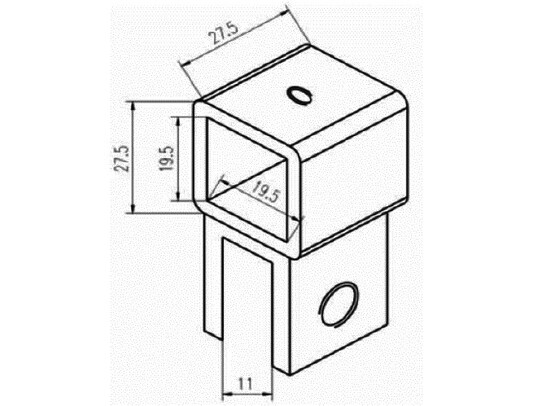 Stabilisatie vierkant 19x19 mm eindsteun met blindgat 4 Stabilisatie vierkant 19x19 mm eindsteun met blindgat - Afbeelding 2