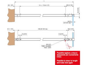 Alternative view of Vierkante stabilisatieset muur/glas 1000 mm