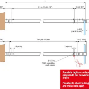 Alternative view of Vierkante stabilisatieset muur/glas 1000 mm