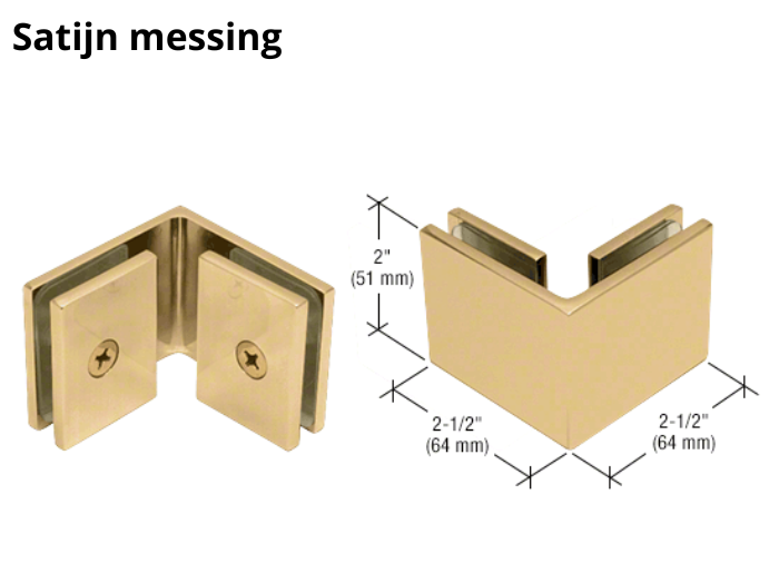 Douche glasklem Vienna 90° glas/glas 12 Douche glasklem Vienna 90° glas/glas satijn messing