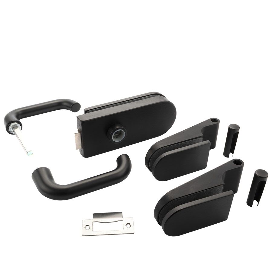 Complete beslagset opdekdeur - mat zwart - Claustra 3 mat zwart deurset