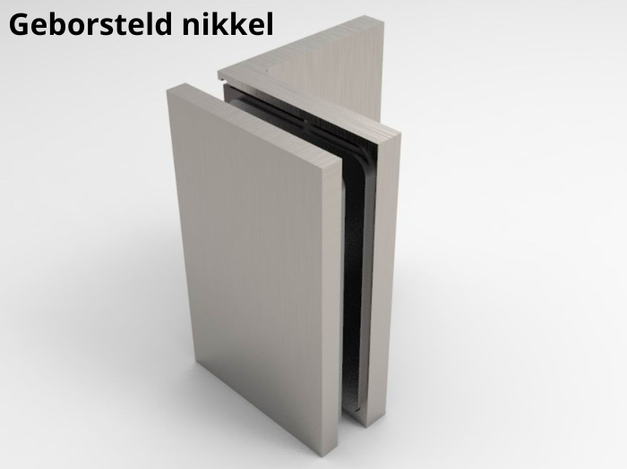 Douche glasklem Bellagio 90° wand/glas 9 Muurklem Bellagio 90° geborsteld nikkel