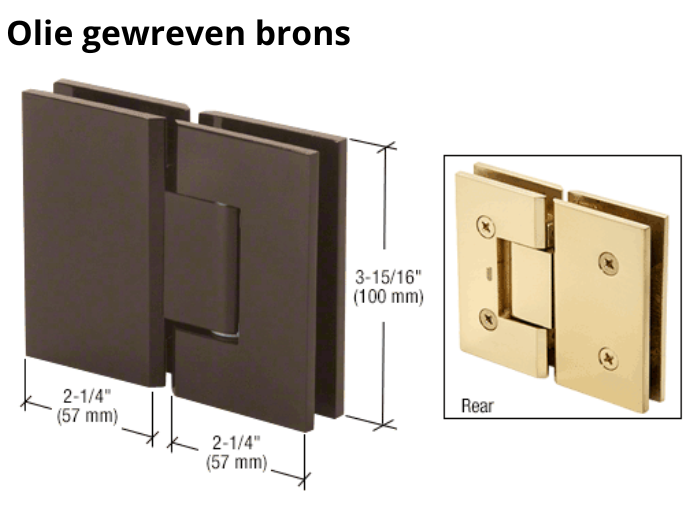 Douchedeur scharnier Vienna 180° glas/glas pre-set model 8 Douchedeur scharnier Vienna 180° glas/glas pre-set model olie gewreven brons