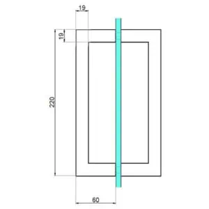 Alternative view of Vierkante U-greep L=220 mm, glasdikte 8-12 mm