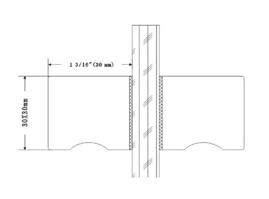 Vierkante deurknop 30 x 30 mm, glasdikte 6-10 mm 4 Vierkante deurknop 30 x 30 mm, glasdikte 6-10 mm - Afbeelding 2