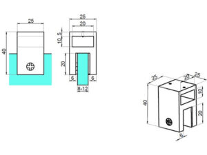 Alternative view of Stabilisatie 20x10 mm glasaansl. parallel doorlopend gat