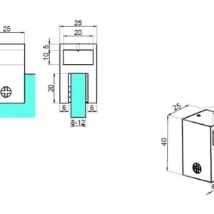 Alternative view of Stabilisatie 20x10 mm glasaansl. parallel doorlopend gat