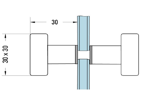 vierkante deurknop 30 x 30 mm, glasdikte 6-10 mm 4 vierkante deurknop 30 x 30 mm, glasdikte 6-10 mm - Afbeelding 2