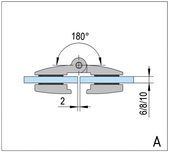 Douchescharnier Avila glas-glas 180° - glans chroom 9 Douchescharnier Avila