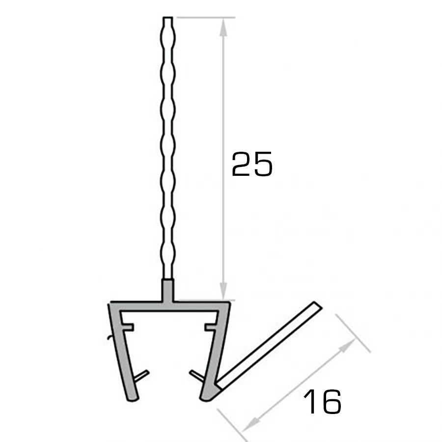Afdichtprofiel met inkortbare centrale lip en zijdelingse afwateringslip - 2200mm 4 tekening afdichtprofiel