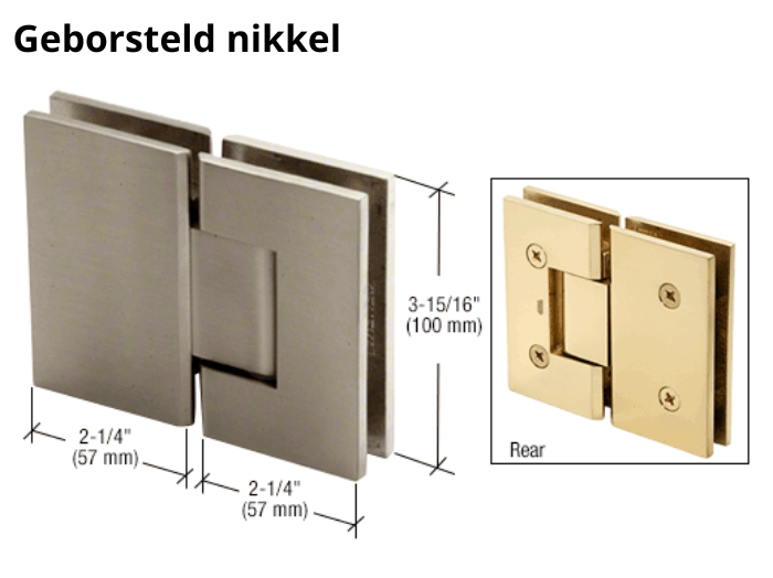Douchedeur scharnier Vienna 180° glas/glas pre-set model 7 Douchedeur scharnier Vienna 180° glas/glas pre-set model geborsteld nikkel