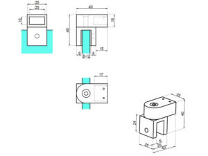 Alternative view of Stabilisatie 20x10 mm verstelbare glasaansluiting