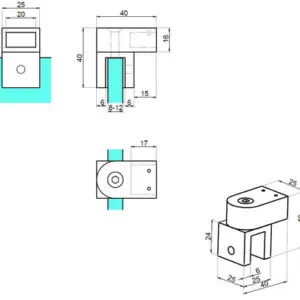 Alternative view of Stabilisatie 20x10 mm verstelbare glasaansluiting