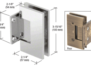 Douchedeur scharnier Vienna 90° wand/glas met korte achterplaat