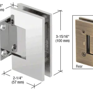 Douchedeur scharnier Vienna 90° wand/glas met korte achterplaat