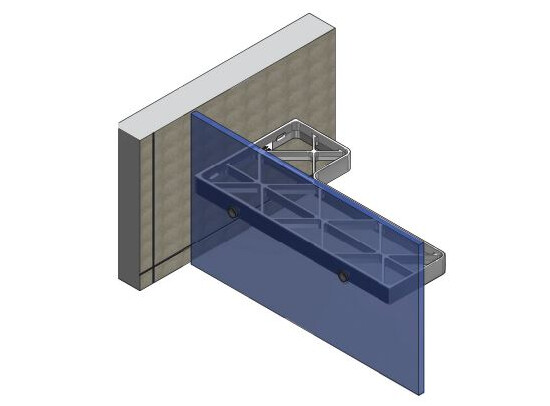 Basis voor hoekstabilisatie planchet 300x156 mm voor 8-10 mm glas - glans chroom 3 stabilisatie