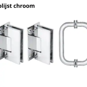Douchedeur scharnier Vienna wand/glas met handgreep gepolijst chroom