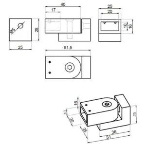 Alternative view of Stabilisatie 20x10 mm verstelbare muuraansluiting
