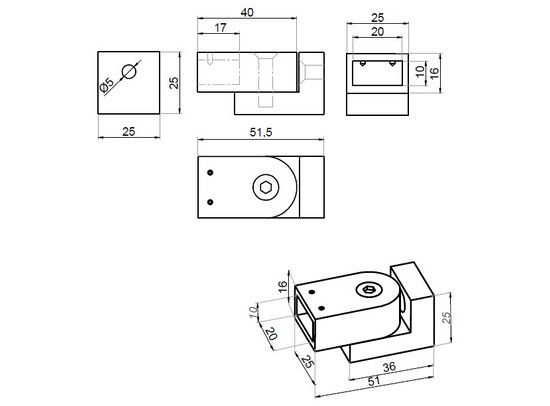 Stabilisatie 20x10 mm verstelbare muuraansluiting 5 Stabilisatie 20x10 mm verstelbare muuraansluiting - Afbeelding 3