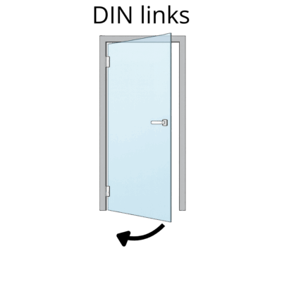 DIN Links: scharnieren zitten links en deur draait naar me toe