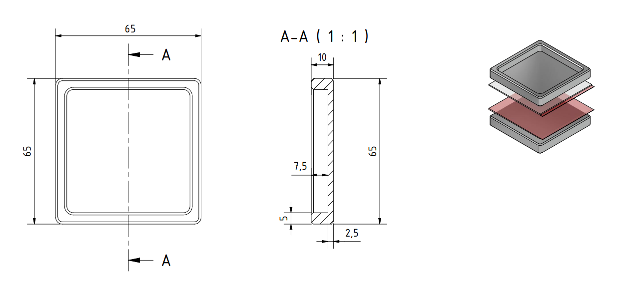 Vierkante plakgreep glazen schuifdeur – zelfklevende greep 65×65 mm 4 Vierkante plakgreep glazen schuifdeur – zelfklevende greep 65×65 mm