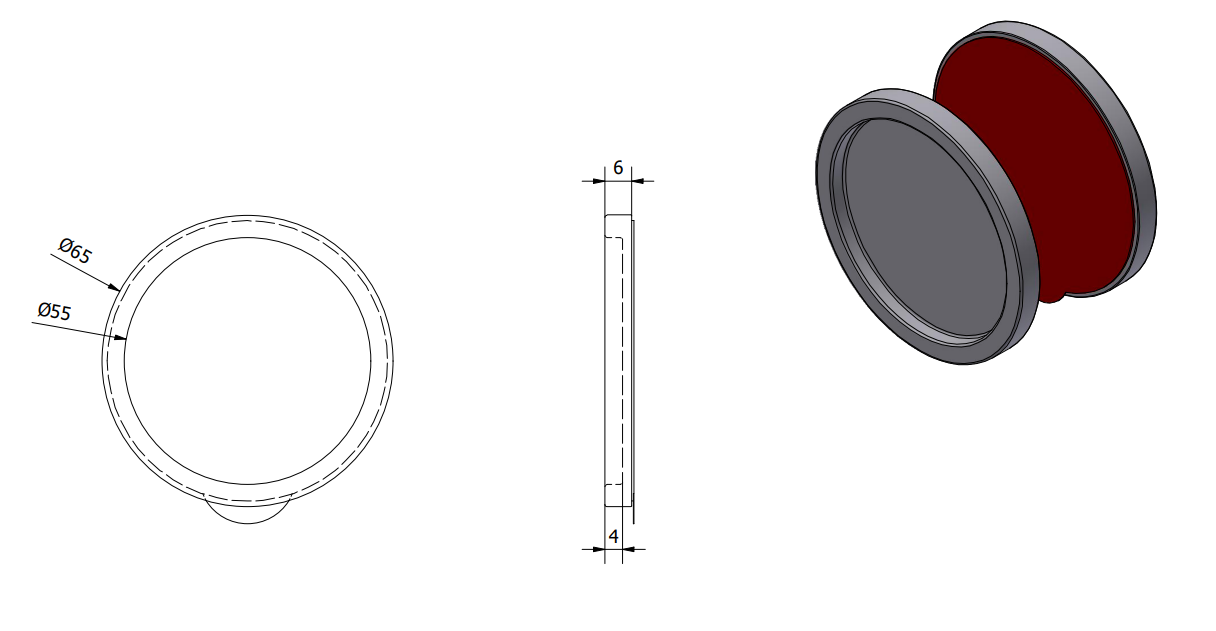 Plakgreep glazen schuifdeur – zelfklevende ronde greep Ø65 mm 5 INFINITYSLIDE handgreep rond