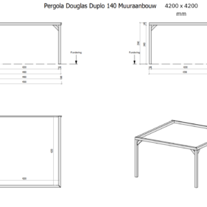Alternative view of Pergola Muuraanbouw 140×140