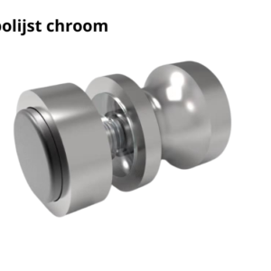 Enkelzijdige douchedeurknop 30mm Ø met dubbelzijdige bumper - gepolijst chroom
