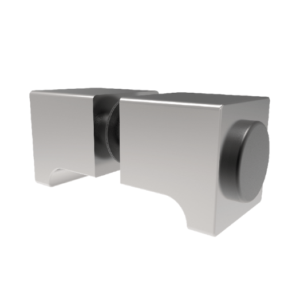 Douchedeurknop 32 x 32mm dubbelzijdig met bumpers